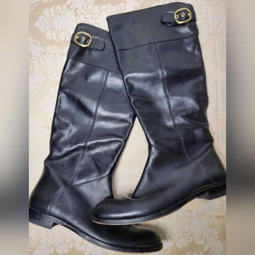 Coach Women's Size 7.5 MaelyBleeker Black Leather Tall Riding Boots